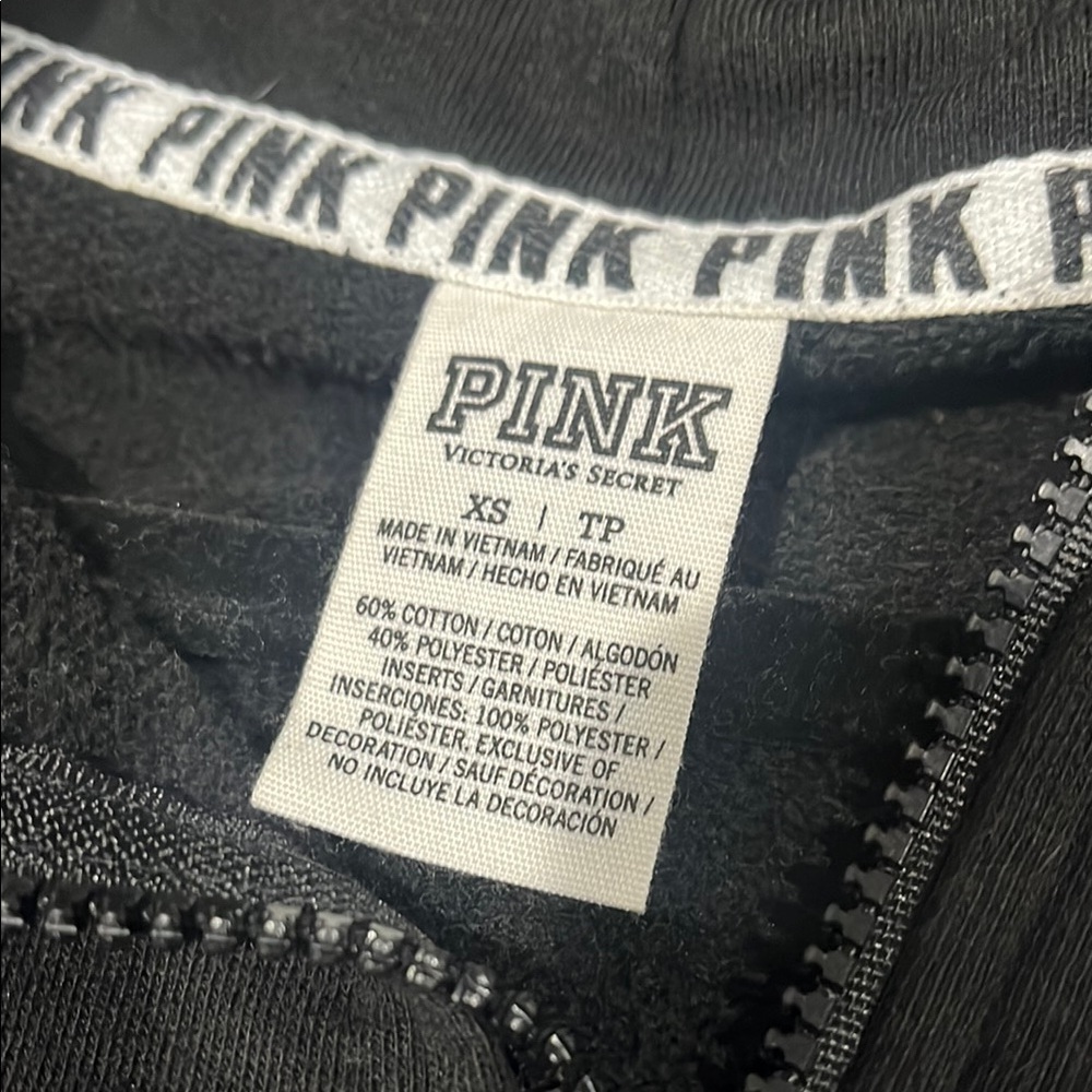 PINK Victoria's Secret Black full-zip Hoodie with Rainbow Bling late Y2K style - Picture 5 of 7